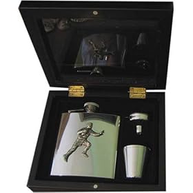 Rugby Player 6oz Stainless Steel Hip Flask - Gift Set