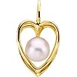 18K Yellow Gold Akoya Pearl Heart Shaped Pendant