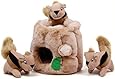 Outward Hound Kyjen  31011 Hide-A-Squirrel Squeak Toy Dog Toys 4-Piece, Large, Brown