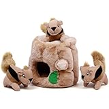 Outward Hound Kyjen  31011 Hide-A-Squirrel Squeak Toy Dog Toys 4-Piece, Large, Brown