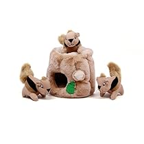Outward Hound Hide-A-Squirrel Dog Toy Plush Dog Squeaky Toy Puzzle, 4 piece, Large

