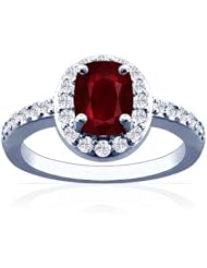 18K White Gold Cushion Cut Ruby Ring With Sidestones (GIA Certificate)