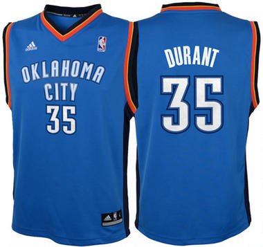 Kevin Durant Oklahoma Thunders Away Light Blue NBA Youth Revolution 30 Replica Jersey