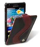 Melkco - Samsung Galaxy S2 / I9100 Ultra Slim Handmade Premium Genuine Cowhide Leather Case Jacka Flip Type Special Edition Vintage Black / Vintage Red