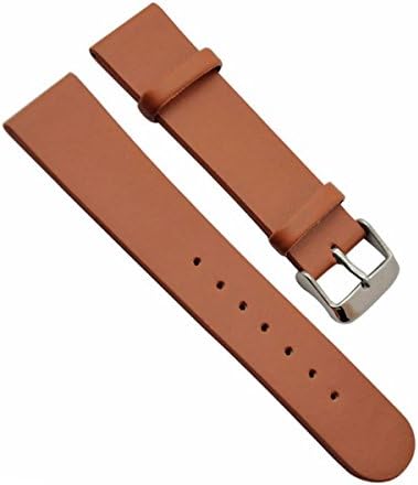20mm Men's Vintage Regular Replacement Genuine Leather Silver Buckle Watch Strap/Watch Band (Paint Edge/Tan)
