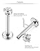 Jstyle Jewelry 316L Stainless Steel 16G 3mm CZ Labret Monroe Nose Piercing Lip Rings Studs Ear Piercings 2-6 Pcs 6mm 8mm 10m Bar Length