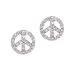 Sterling Silver Pave C.Z. Peace Sign Stud Earrings