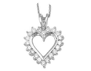 30ctw 14k White Gold Diamond Heart Pendant Necklace 30ctw 14k White Gold Diamond Heart Pendant Necklace