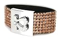 Bronze Crystal Cuff Wrap Bracelet with Silver Heart Clasp, 7 Inch