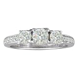 14K White Gold Three Diamond Engagement Ring (1 cttw)