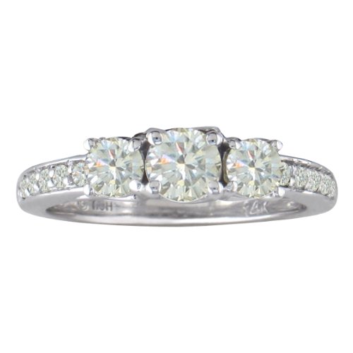 14K White Gold Three Diamond Engagement Ring (1 cttw) Discount