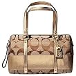 Coach Hamptons Signature Stripe Bag Satchel Purse Tote 12976 Gold