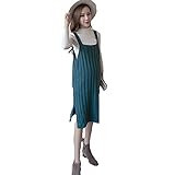 (リアンジュ・アイ)Liange・ai レディース マタニティ 女性 ニットワンピース ジャンパードレス シルエット 秋 冬 3色 フリーサイズ カーキー オリジナルミニポーチ付き (グリーン)