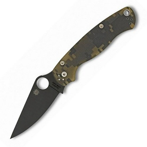 Spyderco ParaMilitary2 Camo G-10 Black Blade PlainEdge Knife