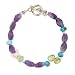 Amethyst, Turquoise and Peridot Gemstone Bead Toggle Bracelet with Sterling Silver Butterfly, 7 1/2" Length, #7515