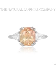 4.14ct Natural Untreated Padparadscha Ring with .46ct Diamonds
