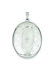 Genuine .925 Sterling Silver & Diamond Swirl Border 34mm Oval Locket 8.6 Grams. 100% Satisfaction Guaranteed.