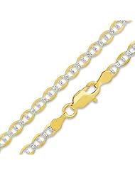 10K Yellow Gold Solid Flat Marine Anchor Pave Link Lobster Clasp Chain Necklace 1.5MM 18 Inches