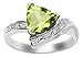 14k White Gold Trillion Cut Peridot and Diamond Ring, Size 7