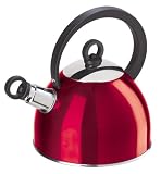 Kitchen & Housewares : Oggi Red Stainless Steel 64 oz Whistling Tea Kettle
