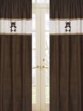 Chocolate Teddy Bear Window Treatment Panels - Set of 2