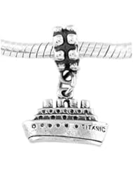 Sterling Silver Small Titanic Ship Dangle Bead Charm