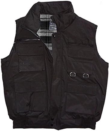 Maxxsel Men's Poplin Vest with Patch Pockets,Large,Black/Plaid