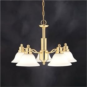 Opal Glass Chandelier in Polished Brass