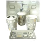 60's 5pc Retro Bathroom Set Shower Curtain Accessories by American Chateau