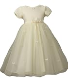 New Butterfly Tulle Flower Girl Pageant Dress plus Hair Bow (White Pink or Ivory) 2 to 8 Girls