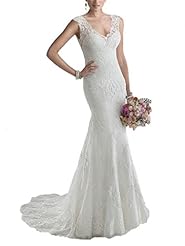 V-neck Spring 2015 Lace Mermaid  Dress with a Court Train 