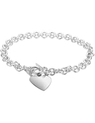 Toggle Heart Tag Charm Bracelet in Sterling Silver