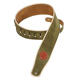 Levy's Leathers MSS3CP-GRN Suede-Leather Guitar Strap with Cream Piping,Green