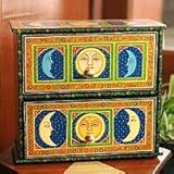 Wood chest of drawers, 'Celestial Love' (medium)