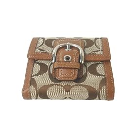 Click here to buy Coach Ladies Mini Signature Compact Clutch Wallet (Brown).