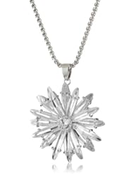 CZ by Kenneth Jay Lane "Garden" Rhodium-Plated Flower Burst Cubic Zirconia Pendant Necklace