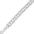 14K White Gold Double Link Charm Bracelet - 8 inches