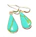 Native American Zuni Handcrafted Dangle Earrings Turquoise Inlay Stone in Raindrop Teardrop Shape