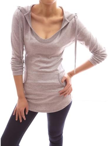 PattyBoutik Women Hoodie Curve Hem Tunic Top