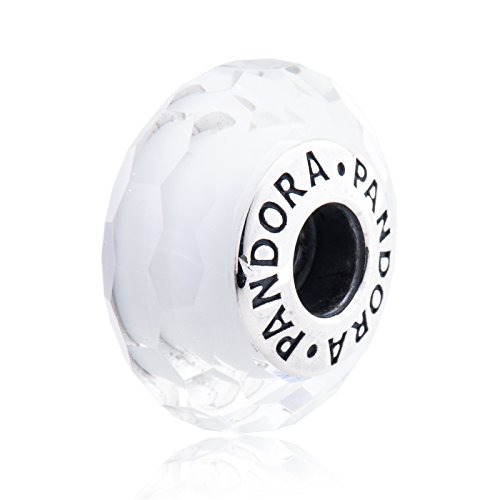 PANDORA Murano Glass Fascinating White Charm with Sterling Core 791070