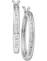14K White Gold Diamond Hoop Earrings - 1.00 Ct. -- LIFETIME WARRANTY