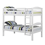 WE Furniture Twin over Twin Solid Wood Bunk Bed, White