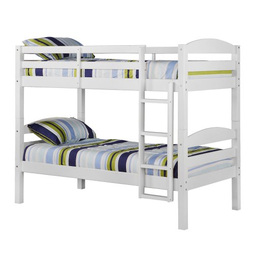 WE Furniture Twin over Twin Solid Wood Bunk Bed, White