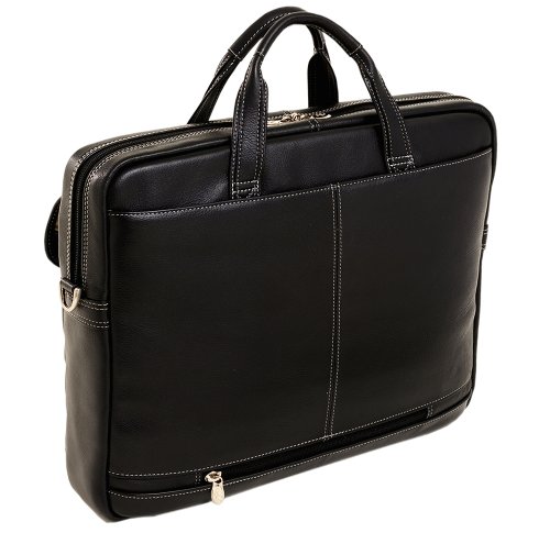 Siamod 45525 Como Napa Cashmere Leather Medium Laptop Brief (Black)