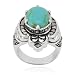 Sterling Silver Marcasite and Synthetic Turquoise Cocktail Ring, Size 6