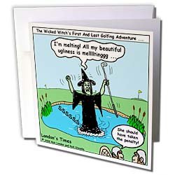 Cover image : Rich Diesslins Famous People Places Books Cartoons - Wicked Witch and Golf - Greeting Cards-12 Greeting Cards with envelopes