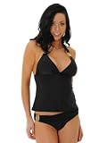 Hermanny by Vix 2 Piece Black Tankini Set Women's SwimSuit Halter Top and Bikini Bottoms Swimwear Sizes 6 8 or 10