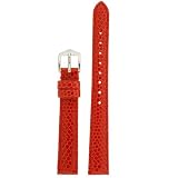 Watch Band Genuine Leather Lizard Grain Red 14mm