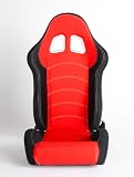 Cipher Auto Black & Red Cloth Universal Racing Seats (Two Seats) CPA1018