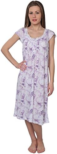 Designed For You Women's Floral Print Round Neck Short Sleeve Nightgown 077 Purple 1X